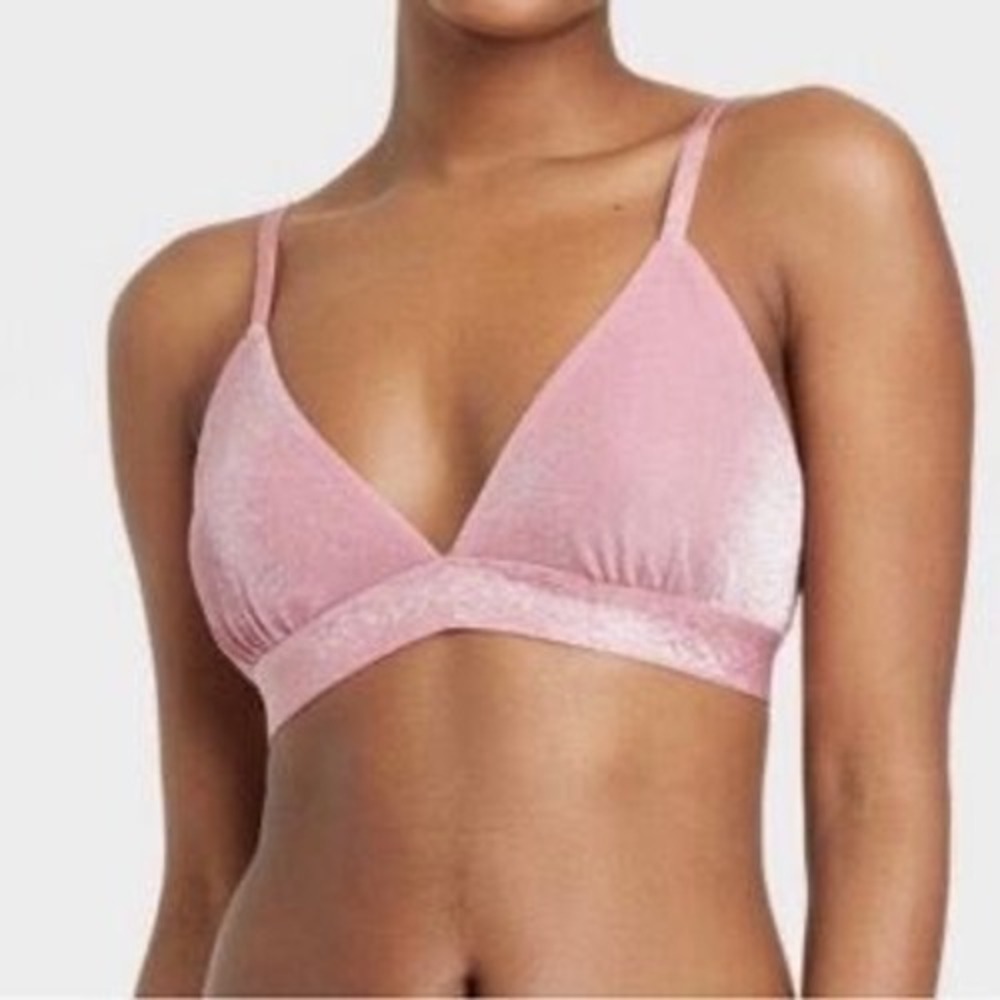 Colsie Pink Metallic Shimmer Triangle Bralette Wireless Unpadded NWT Size S